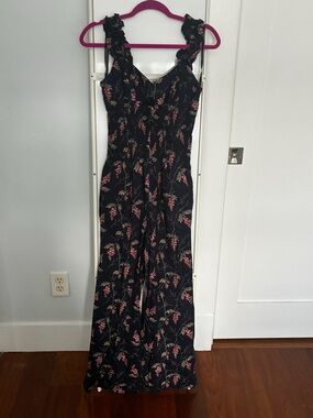 Rebecca Taylor Navy Jumpsuit with Pink Floral Print